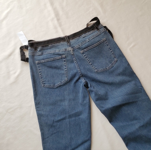 NWT Tahari Indigo Straight Leg, Medium Rise Ribbon Waist Jeans Size 12 M8DU2204 - Picture 11 of 12